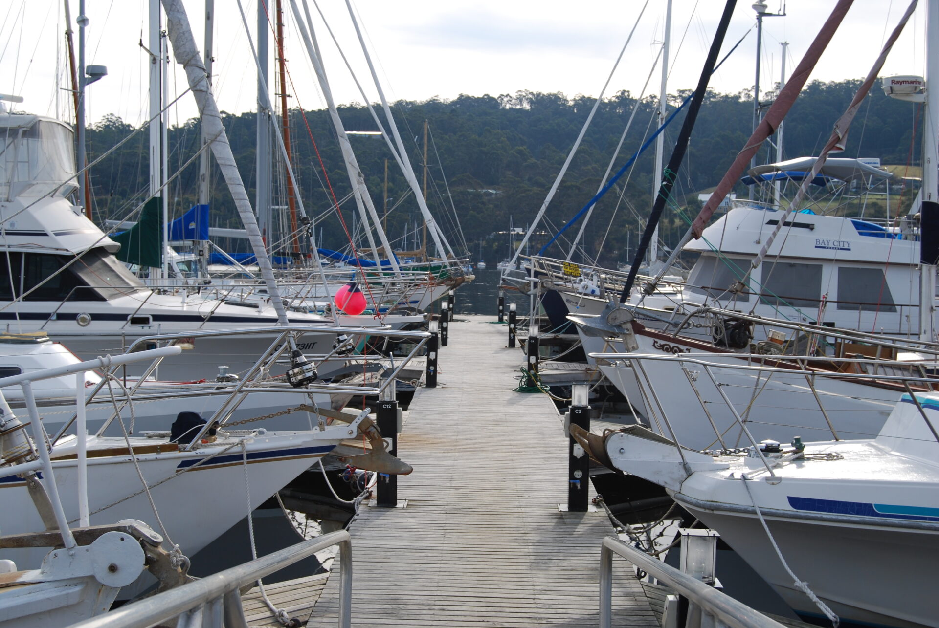 Marine fitout work at Able Marine Shipwrights, Kettering marina Tasmania